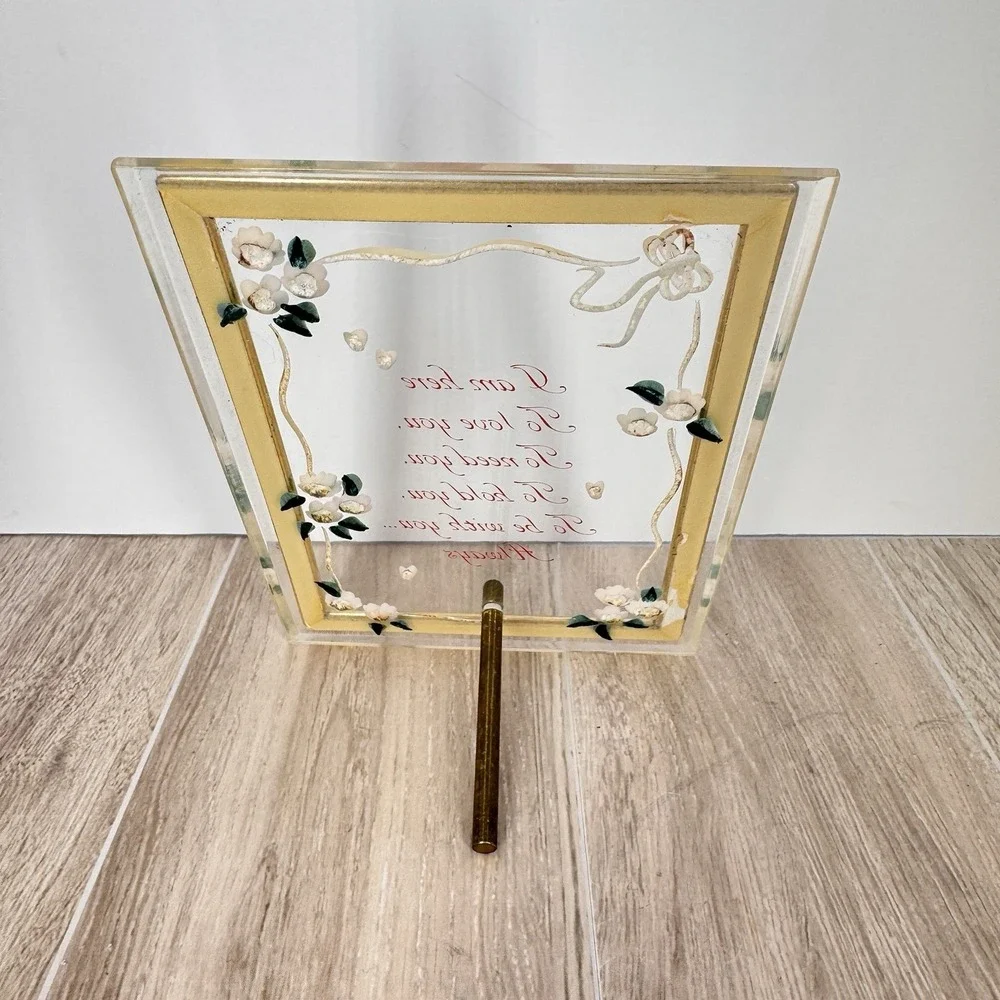 Vintage‎ Gold Glass Frame Romantic Poem Floral Wedding Love Quote 5x4